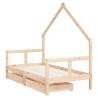 Kids Bed Frame with Drawers - Solid Pine Wood 80x160 cm