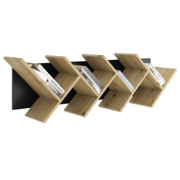 FMD Hanging Geometric Bookshelf - Oak & Black | Hipomarket