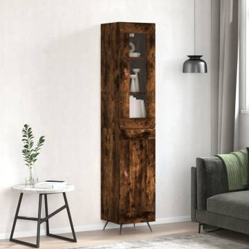 Stylish Highboard in Smoked Oak | 34.5x34x180 cm