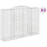 Arched Gabion Baskets - 3 pcs Galvanised Iron | HipoMarket