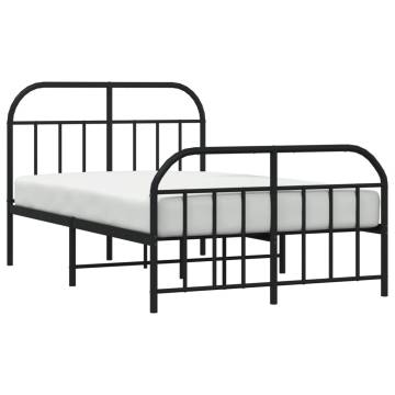 Black Metal Bed Frame with Headboard & Footboard - Small Double