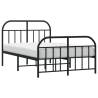 Black Metal Bed Frame with Headboard & Footboard - Small Double