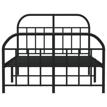 Black Metal Bed Frame with Headboard & Footboard - Small Double