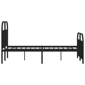 Black Metal Bed Frame with Headboard & Footboard - Small Double