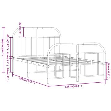 Black Metal Bed Frame with Headboard & Footboard - Small Double