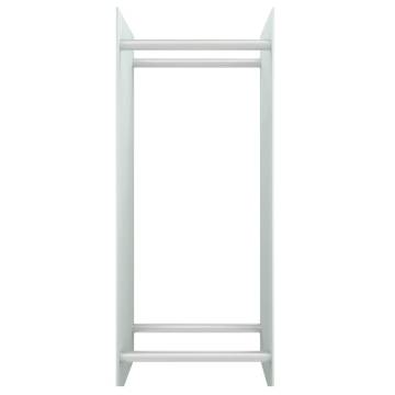 Stylish White Firewood Rack - Tempered Glass & Steel | HipoMarket