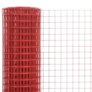 PVC Coated Chicken Wire Fence 10x0.5m Red - Durable & Versatile