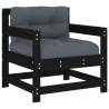 Garden Chairs with Cushions - Black Solid Wood Pine (2 pcs)