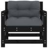 Garden Chairs with Cushions - Black Solid Wood Pine (2 pcs)