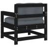 Garden Chairs with Cushions - Black Solid Wood Pine (2 pcs)