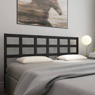 Stylish Black Solid Wood Pine Bed Headboard - 205.5x100 cm