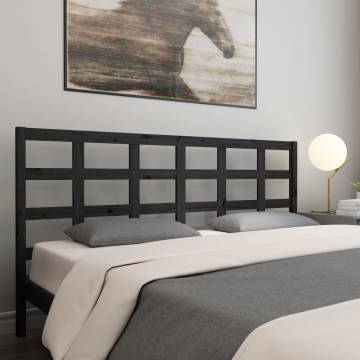 Stylish Black Solid Wood Pine Bed Headboard - 205.5x100 cm