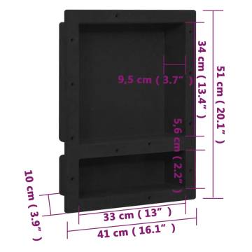 Shower Niche with 2 Compartments - Matt Black 41x51x10 cm