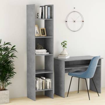 Modern Book Cabinet - Concrete Grey 40x35x180 cm | HipoMarket