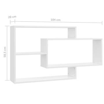 High Gloss White Wall Shelf - 104x20x58.5 cm | Hipo Market