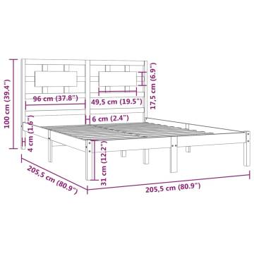 Grey Solid Wood Pine Bed Frame 200x200 cm | Hipomarket