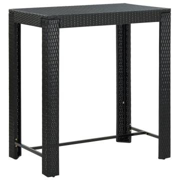 Stylish Black Garden Bar Table - 100x60.5 cm Poly Rattan