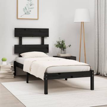 Black Solid Wood Bed Frame 100x200 cm - Timeless Design