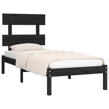 Black Solid Wood Bed Frame 100x200 cm - Timeless Design