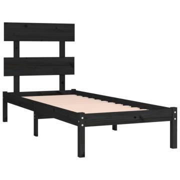 Black Solid Wood Bed Frame 100x200 cm - Timeless Design