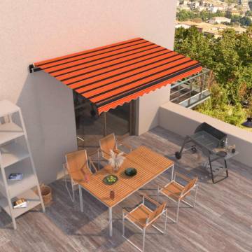 Manual Retractable Awning 400x350 cm – Orange & Brown