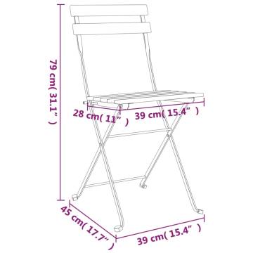 5 Piece Folding Bistro Set - Solid Wood Acacia & Steel