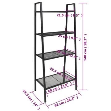 Ladder Bookcase 4 Tiers Metal Anthracite | Hipomarket