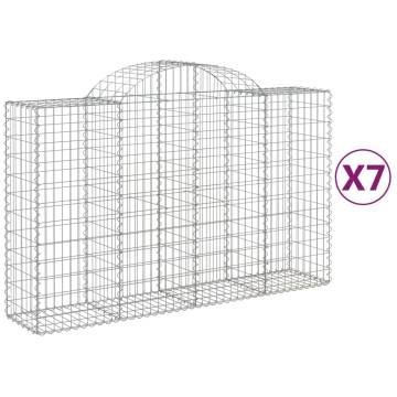 Arched Gabion Baskets - 7 pcs Galvanised Iron (200x50x120/140 cm)