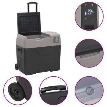 Cool Box with Wheels & Handle - 50L Black & Grey