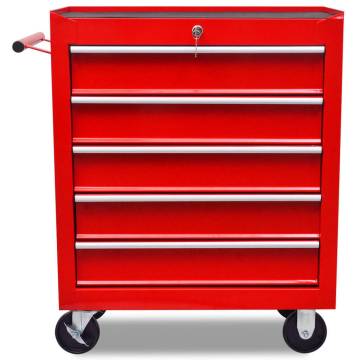 Workshop Tool Trolley - 5 Drawers Red | Hipomarket