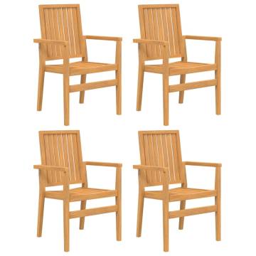 Stackable Garden Chairs - 4 pcs Solid Teak - Comfort & Style