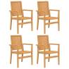 Stackable Garden Chairs - 4 pcs Solid Teak - Comfort & Style