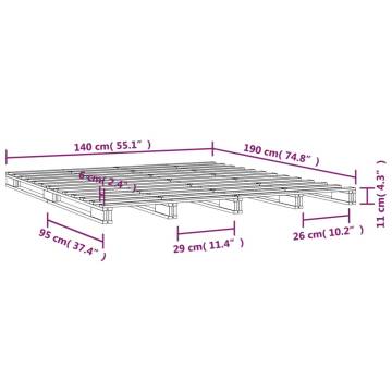 Pallet Bed Grey 140x190 cm | Solid Wood Pine - HipoMarket