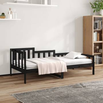 Day Bed Black 90x200 cm - Solid Wood Pine Furniture