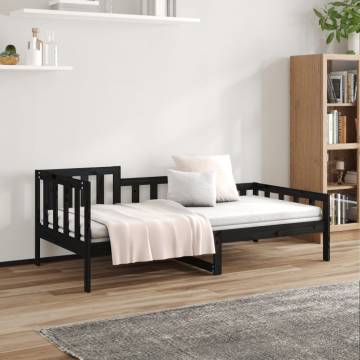 Day Bed Black 90x200 cm - Solid Wood Pine Furniture