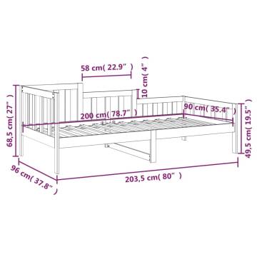 Day Bed Black 90x200 cm - Solid Wood Pine Furniture