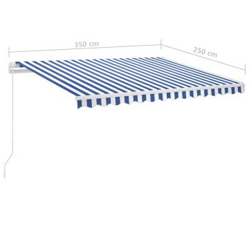 Freestanding Manual Retractable Awning 350x250 cm - Blue/White