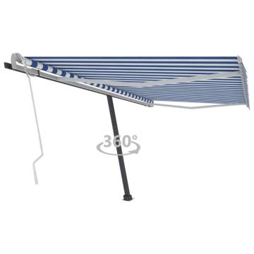 Freestanding Manual Retractable Awning 400x300cm Blue/White