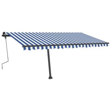 Freestanding Manual Retractable Awning 400x300cm Blue/White