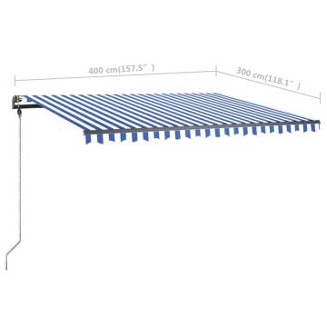 Freestanding Manual Retractable Awning 400x300cm Blue/White