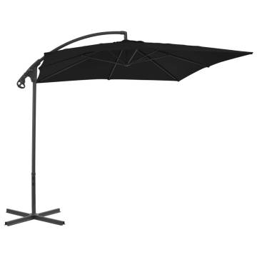 Cantilever Umbrella with Steel Pole 250x250 cm - Black