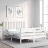 Bed Frame with Headboard White Small Double Solid Wood Colour white Size 120 x 190 cm 