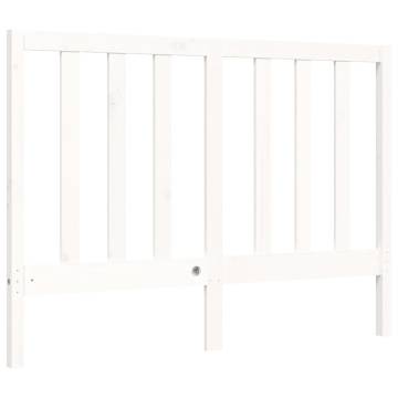 White Small Double Bed Frame with Headboard | Solid Wood Design