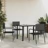 5 Piece Garden Dining Set Black Poly Rattan and Steel Size 80 cm table length Number of 4 