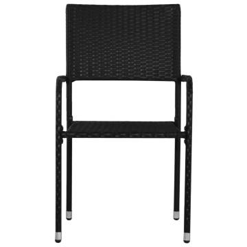 5 Piece Garden Dining Set - Black Poly Rattan & Steel | HipoMarket