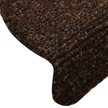 Self-adhesive Stair Mats - 15 Pcs Brown 65x21 cm | HipoMarket