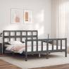 Grey King Size Bed Frame with Headboard - Solid Wood Construction