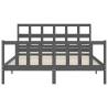 Grey King Size Bed Frame with Headboard - Solid Wood Construction