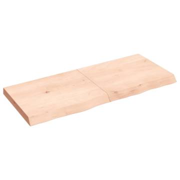 Untreated Solid Wood Oak Wall Shelf - 120x50 cm - Rustic Design