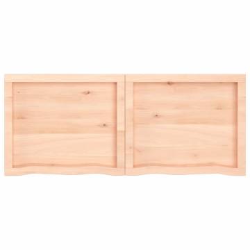 Untreated Solid Wood Oak Wall Shelf - 120x50 cm - Rustic Design